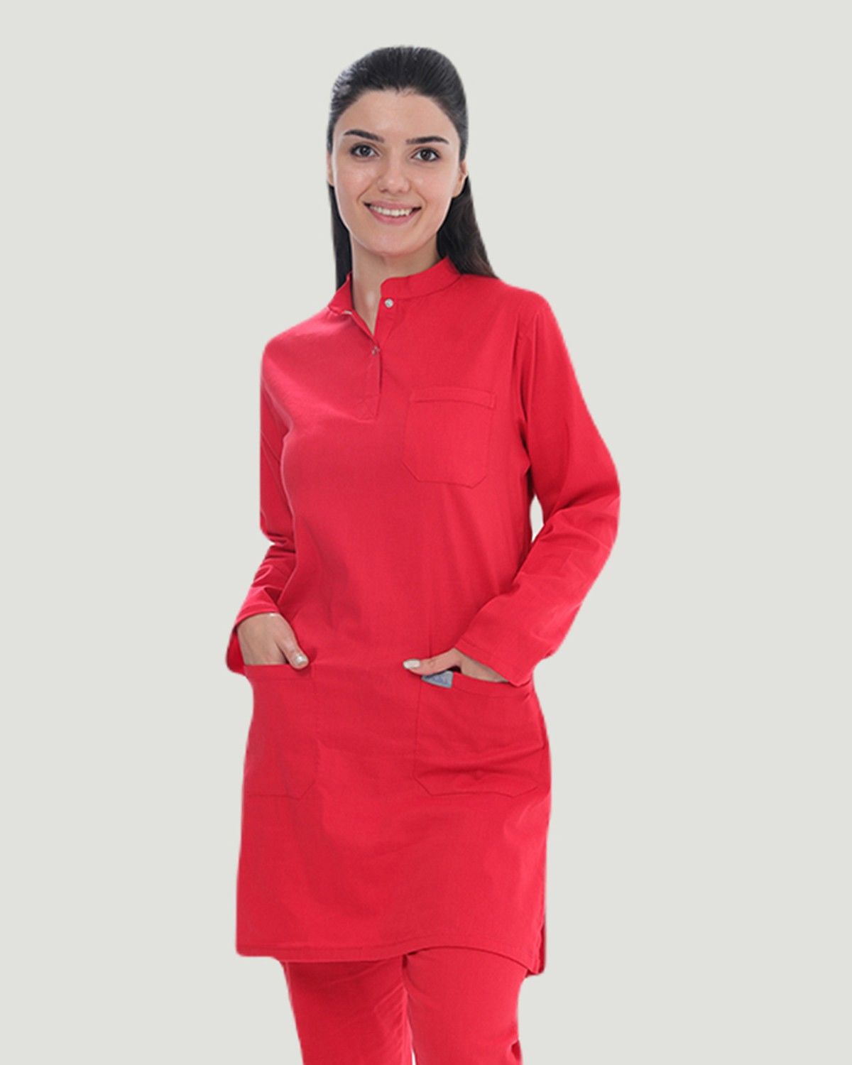 U-FLEX LİKRALI TESETTÜR CERRAHİ FORMA TAKIM Kırmızı - XL