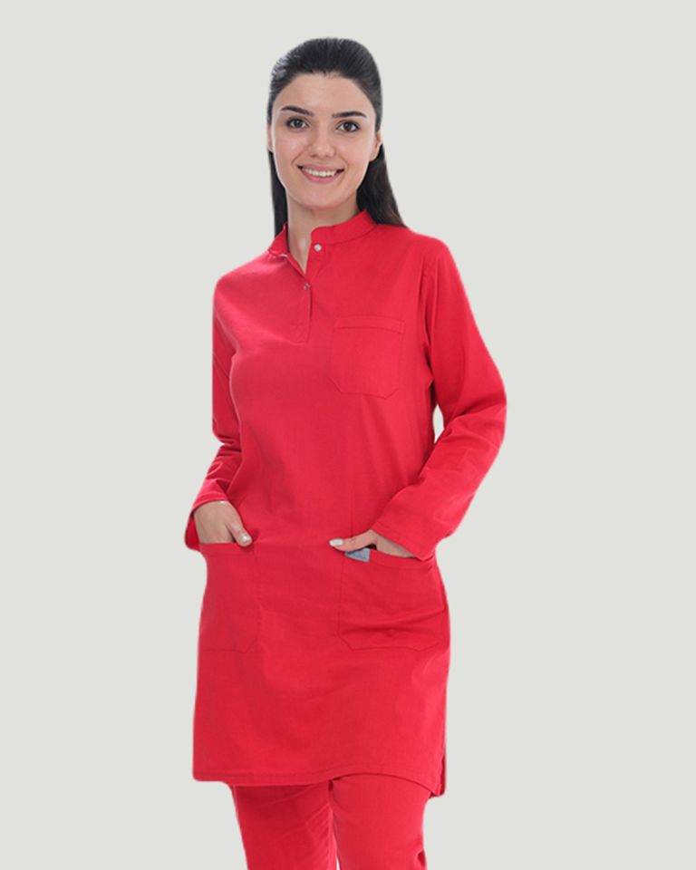 U-FLEX LİKRALI TESETTÜR CERRAHİ FORMA TAKIM Kırmızı - XL