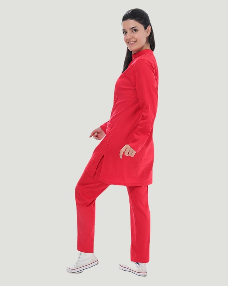 U-FLEX LİKRALI TESETTÜR CERRAHİ FORMA TAKIM Kırmızı - XL