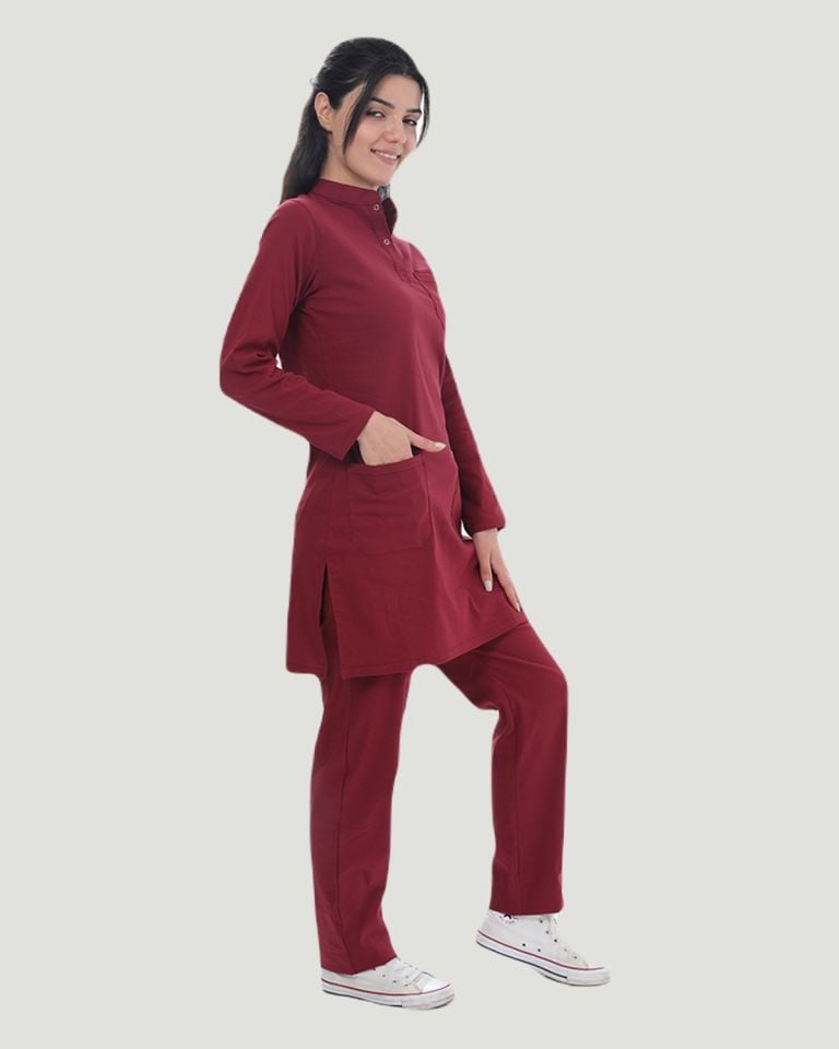 U-FLEX LİKRALI TESETTÜR CERRAHİ FORMA TAKIM XL - Bordo