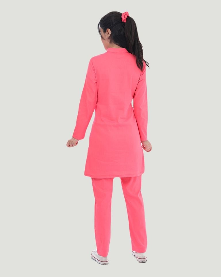 U-FLEX LİKRALI TESETTÜR CERRAHİ FORMA TAKIM XL - Nar Çiçeği