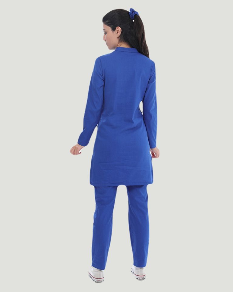 U-FLEX LİKRALI TESETTÜR CERRAHİ FORMA TAKIM Saks Mavi - XL