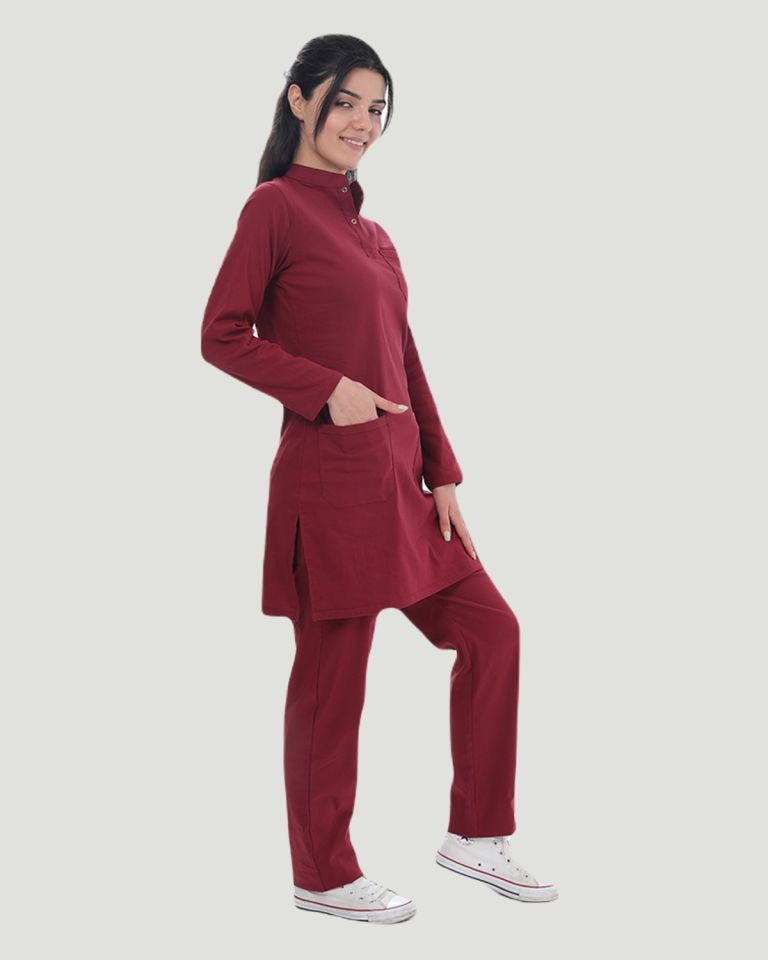 U-FLEX LİKRALI TESETTÜR CERRAHİ FORMA TAKIM XXL - Bordo