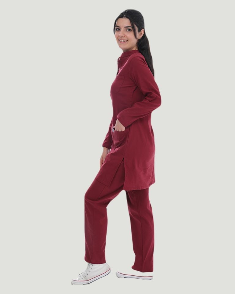 U-FLEX LİKRALI TESETTÜR CERRAHİ FORMA TAKIM XXL - Bordo