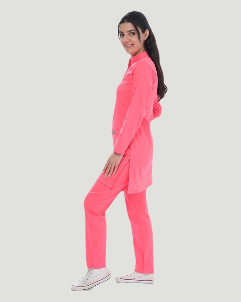 U-FLEX LİKRALI TESETTÜR CERRAHİ FORMA TAKIM XXL - Nar Çiçeği