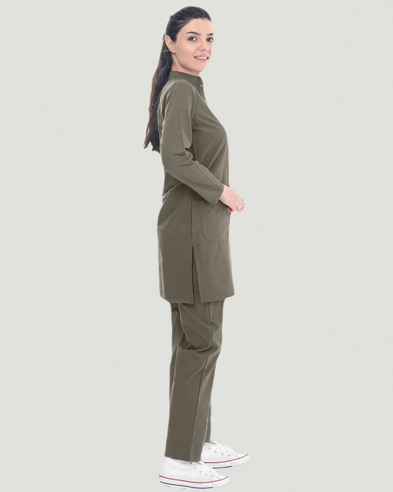 CORE-FLEX LİKRALI TESETTÜR UNİFORMA  TAKIM L - Haki Yeşil