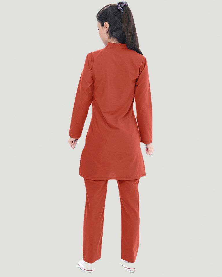 CORE-FLEX LİKRALI TESETTÜR UNİFORMA  TAKIM L - Yanık Turuncu