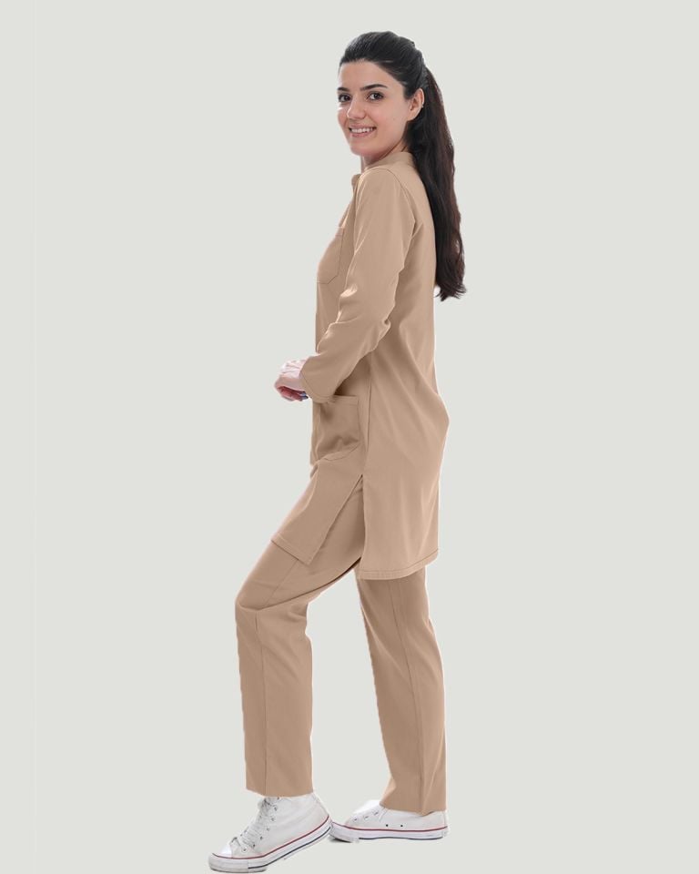 CORE-FLEX LİKRALI TESETTÜR UNİFORMA  TAKIM XXL - Bej