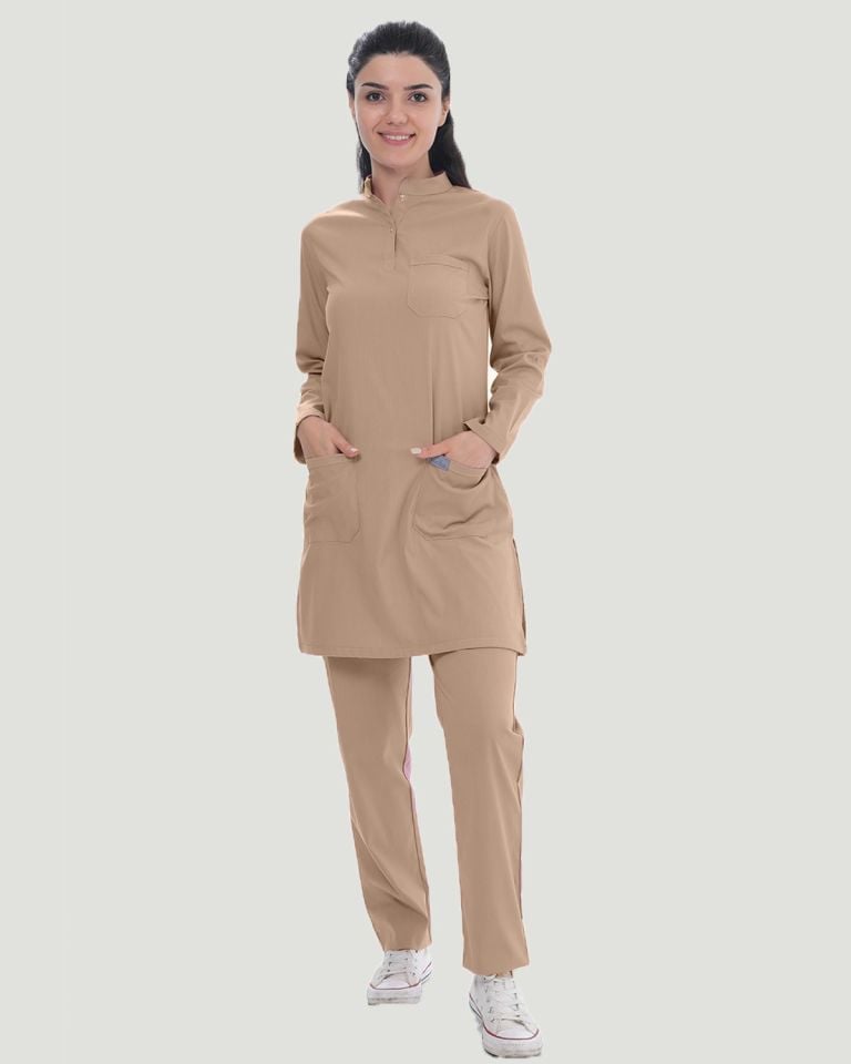 CORE-FLEX LİKRALI TESETTÜR UNİFORMA  TAKIM XXL - Bej