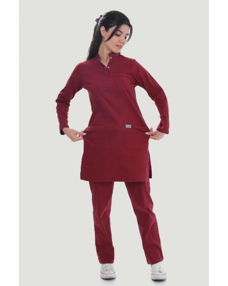 CORE-FLEX LİKRALI TESETTÜR UNİFORMA  TAKIM M - Bordo