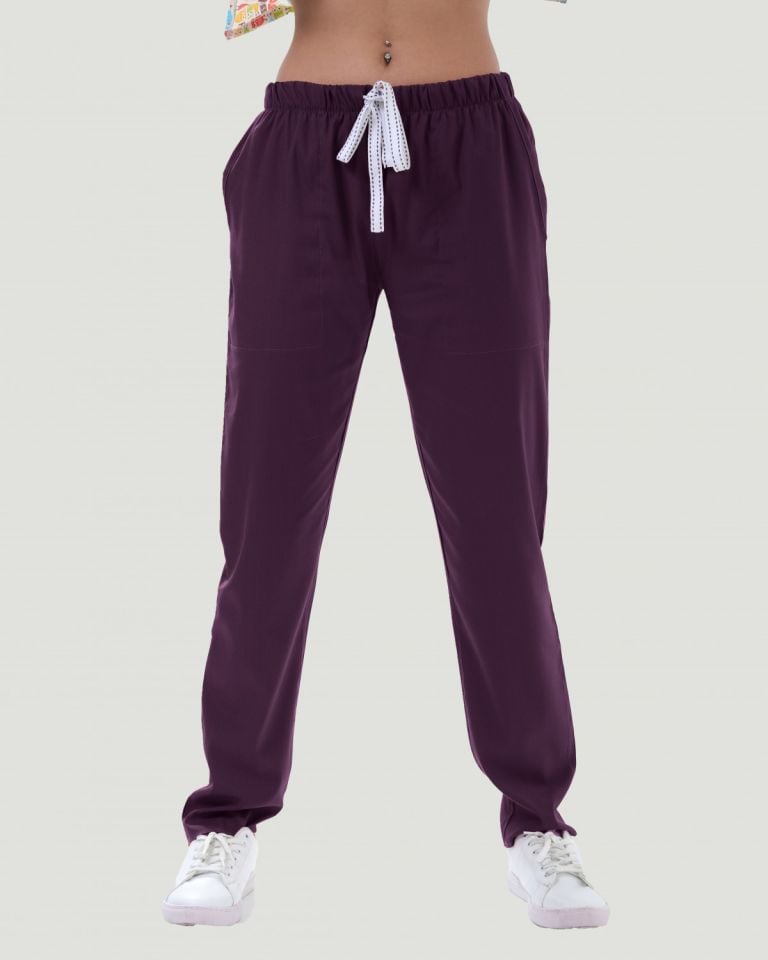 TERİKOTON KADIN  PANTOLON (İNCE KUMAŞ ) M - Mürdüm