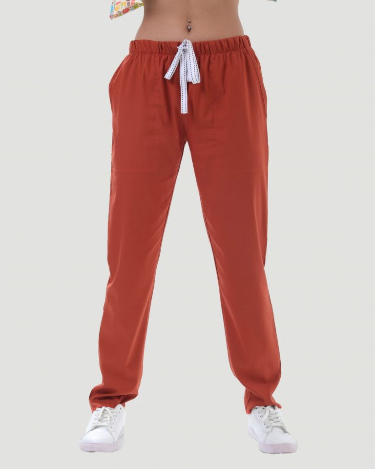 TERİKOTON KADIN  PANTOLON (İNCE KUMAŞ ) L - Kiremit