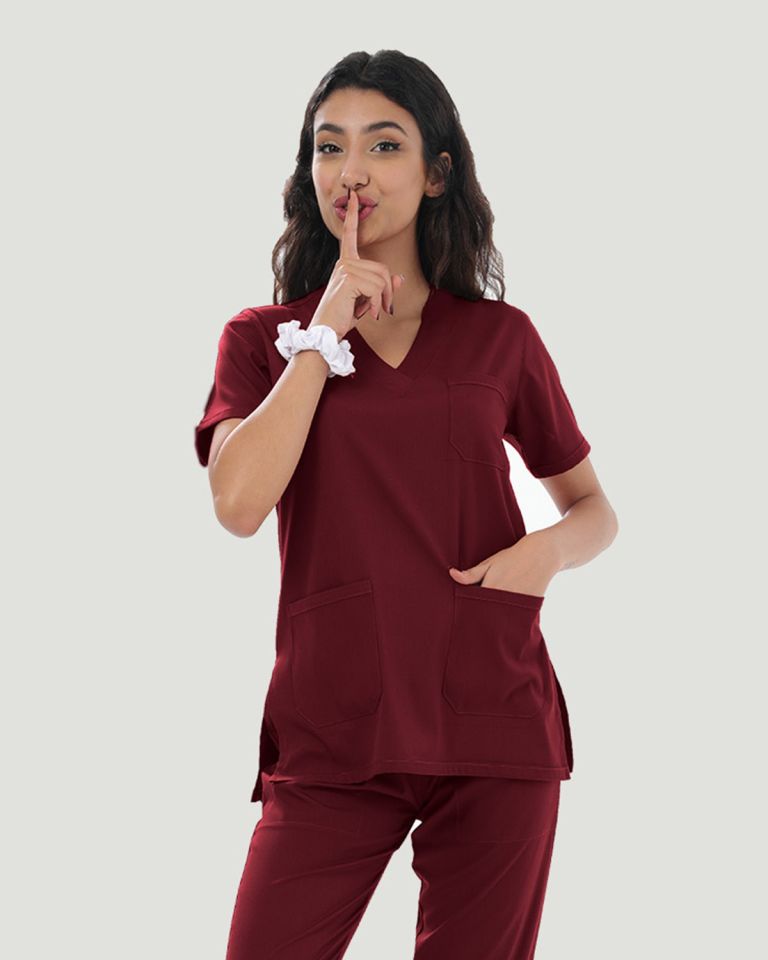 U-FLEX LİKRALI KADIN CERRAHİ TAKIM XL - Bordo