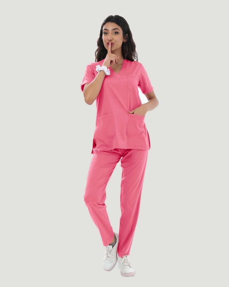 U-FLEX LİKRALI KADIN CERRAHİ TAKIM XXL - Nar Çiçeği