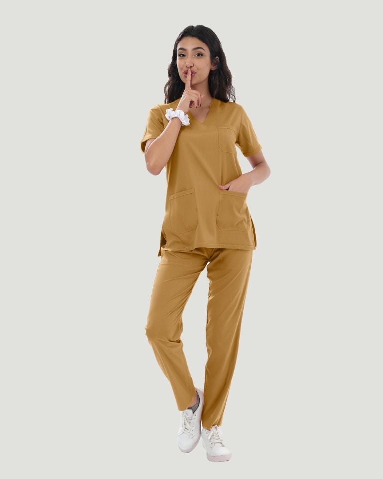 U-FLEX LİKRALI KADIN CERRAHİ TAKIM XXL - Hardal