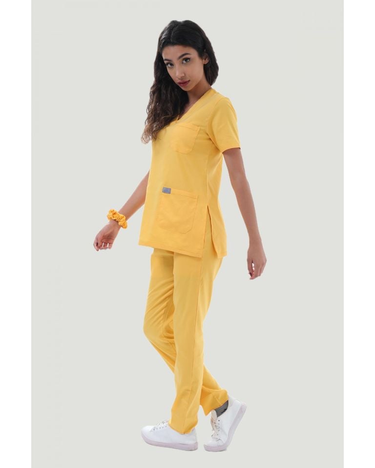 U-FLEX LİKRALI KADIN CERRAHİ TAKIM XXL - Sarı