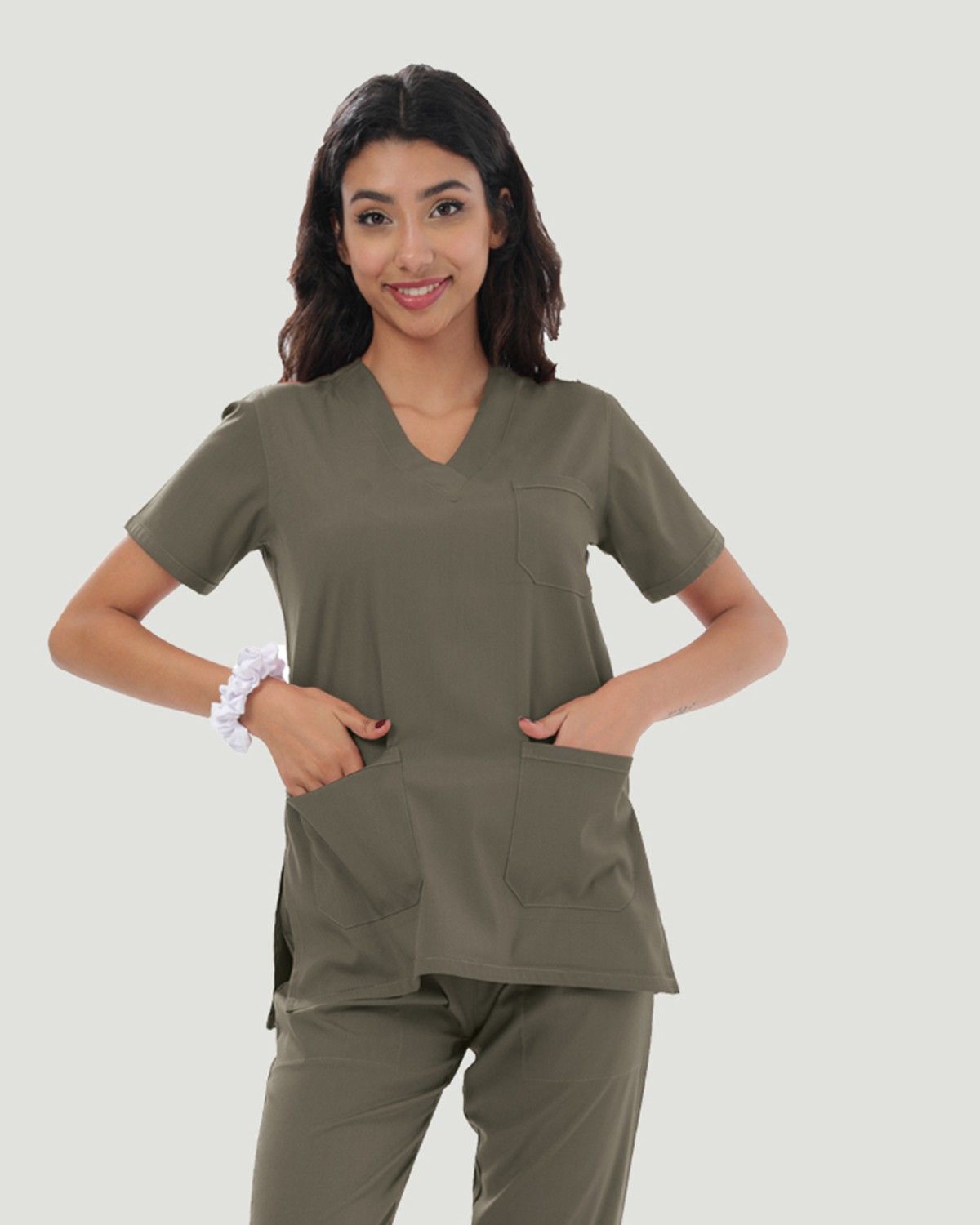 CORE FLEX  LİKRALI KADIN CERRAHİ TAKIM S - Haki Yeşil