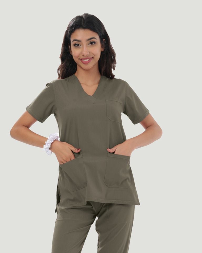 CORE FLEX  LİKRALI KADIN CERRAHİ TAKIM S - Haki Yeşil