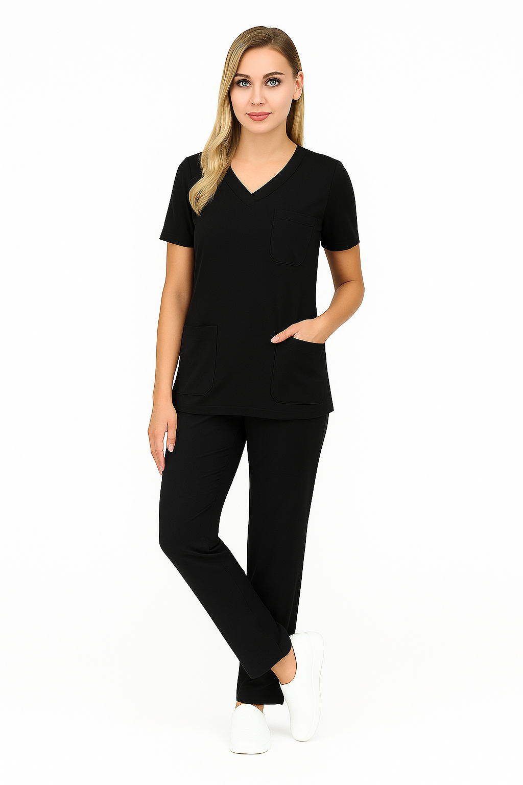 CORE FLEX  LİKRALI KADIN CERRAHİ TAKIM Siyah - XXL