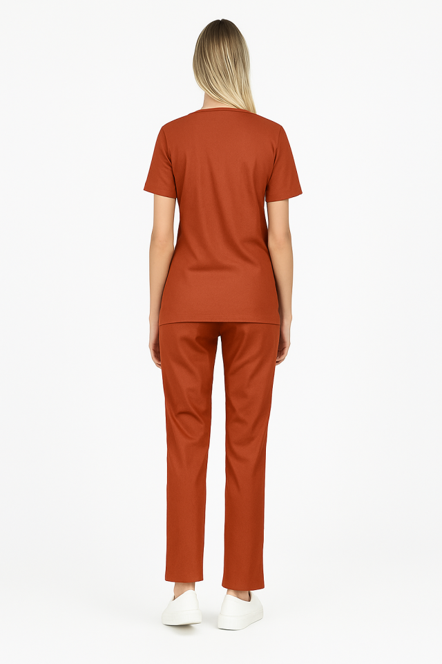 CORE FLEX  LİKRALI KADIN CERRAHİ TAKIM L - Kiremit