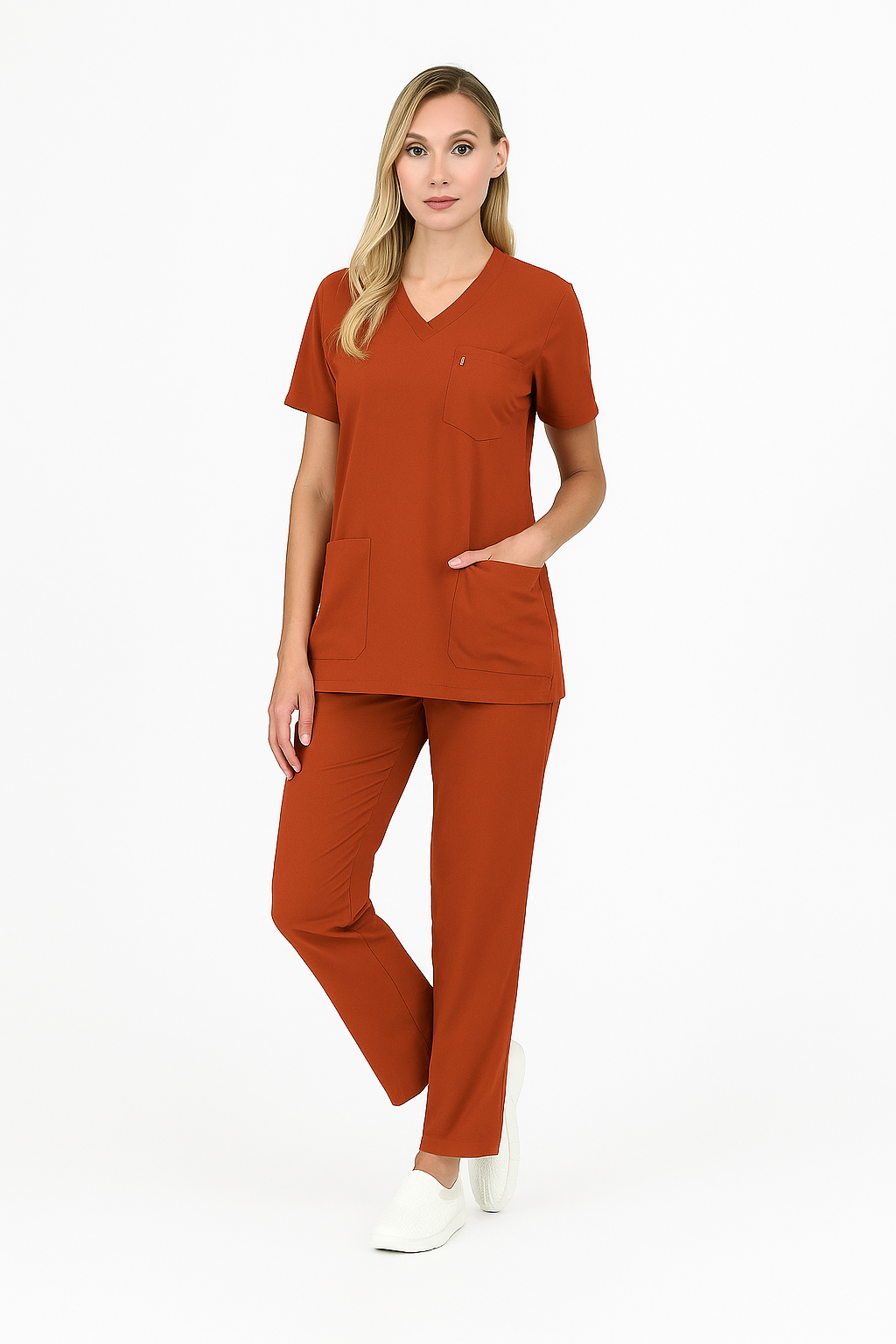 CORE FLEX  LİKRALI KADIN CERRAHİ TAKIM XXL - Kiremit