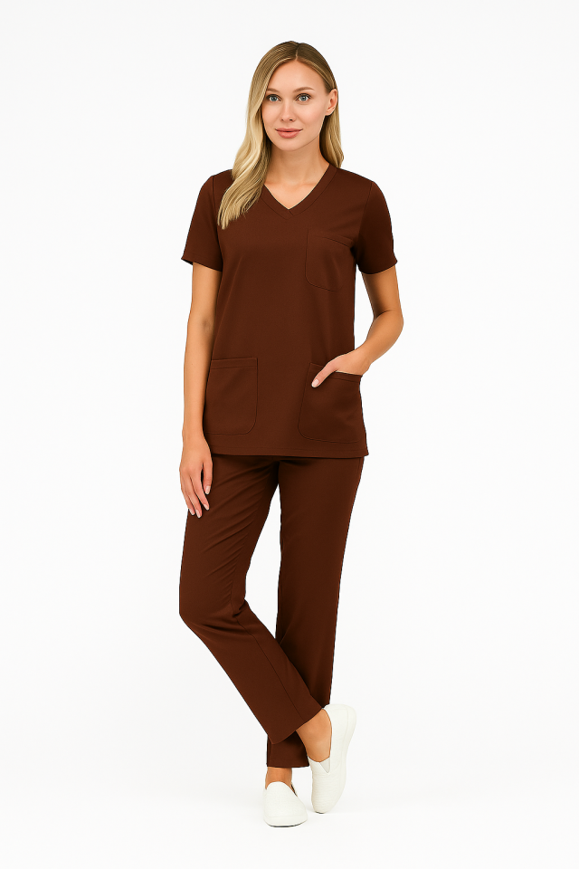 CORE FLEX  LİKRALI KADIN CERRAHİ TAKIM XS - Kahverengi