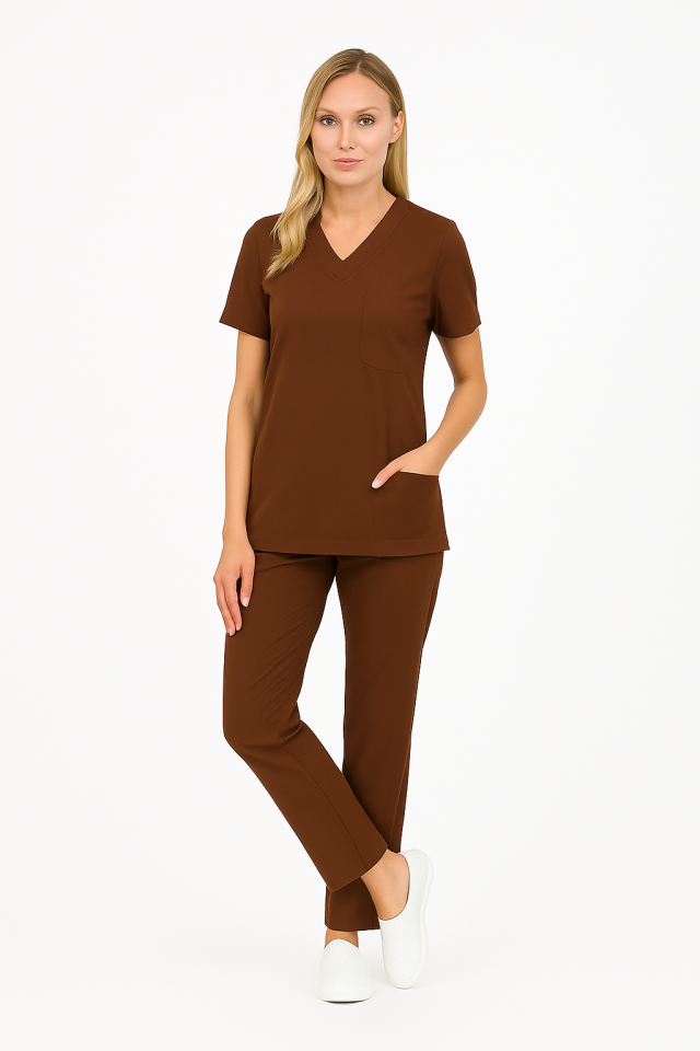 CORE FLEX  LİKRALI KADIN CERRAHİ TAKIM XXL - Kahverengi