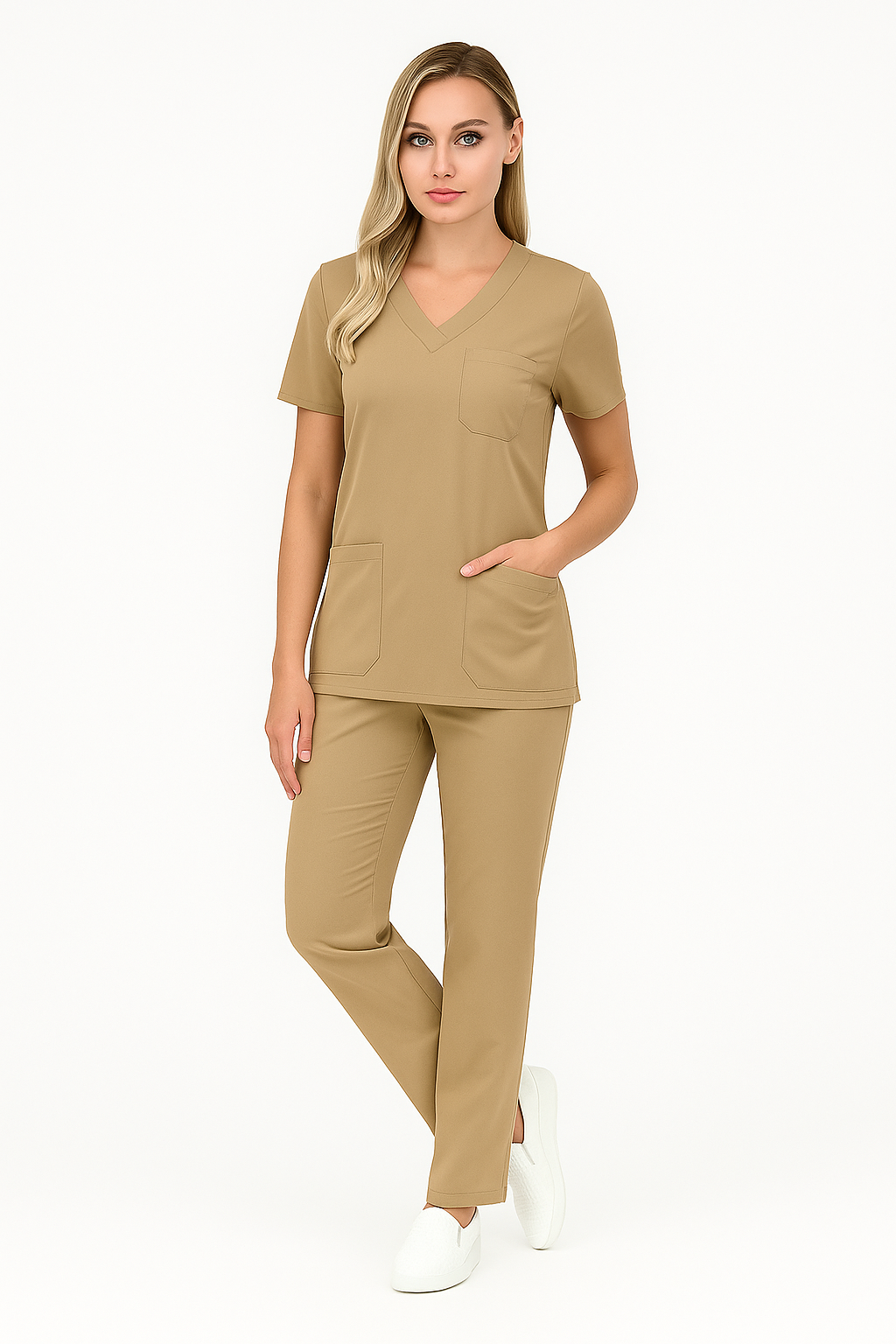 CORE FLEX  LİKRALI KADIN CERRAHİ TAKIM L - Bej