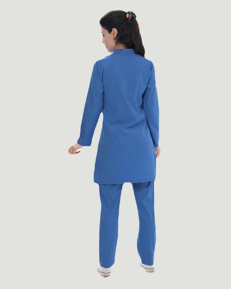 TERİKOTON (İNCE KUMAŞ) TESETTÜR CERRAHİ UNİFORMA TAKIM XXL - Parlament Mavi
