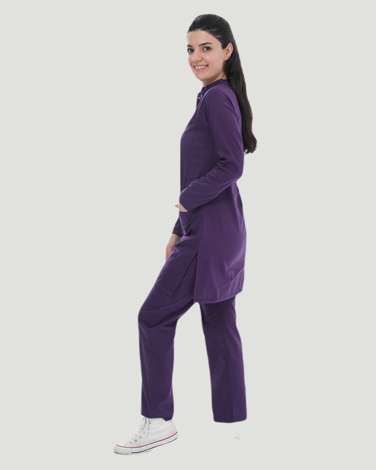 U-FLEX LİKRALI TESETTÜR CERRAHİ FORMA TAKIM XS - Mor