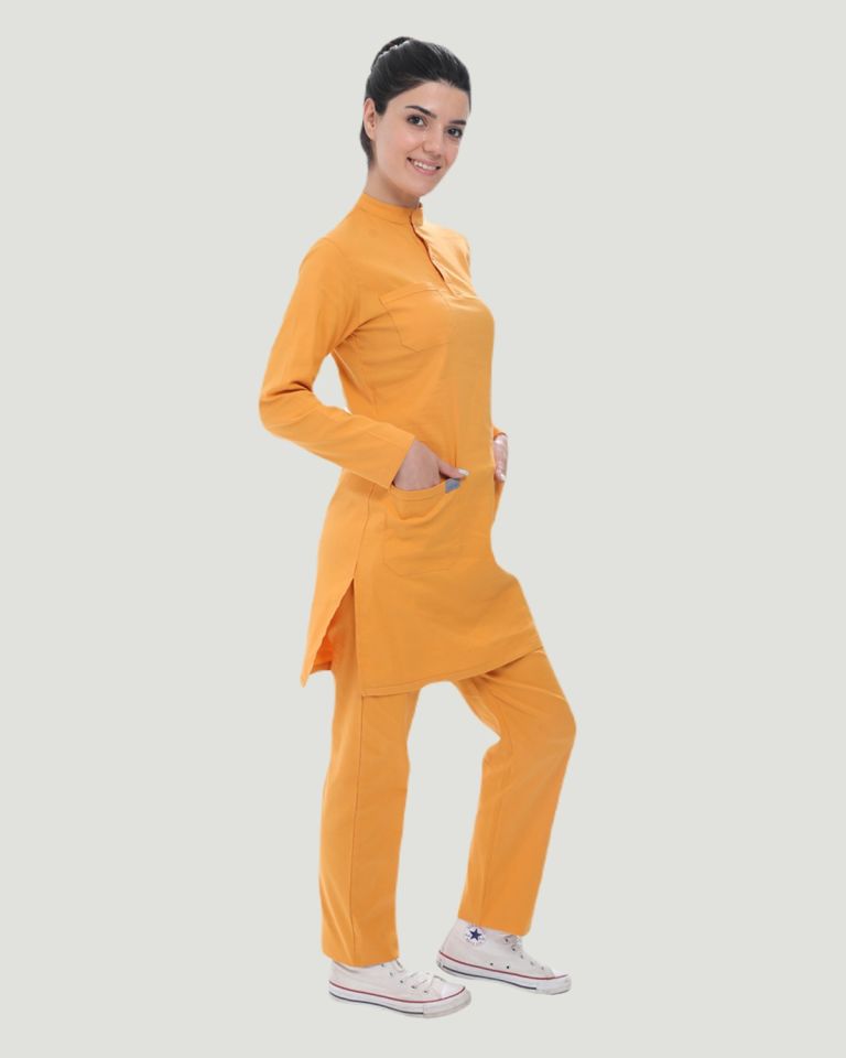 U-FLEX LİKRALI TESETTÜR CERRAHİ FORMA TAKIM S - Koyu Hardal