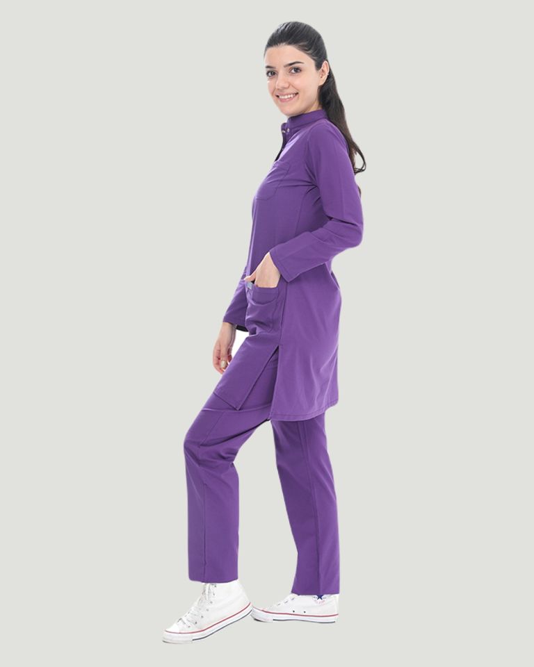 U-FLEX LİKRALI TESETTÜR CERRAHİ FORMA TAKIM S - Özel Mor