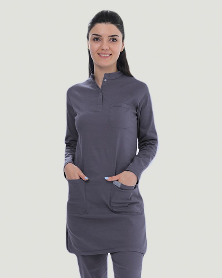 U-FLEX LİKRALI TESETTÜR CERRAHİ FORMA TAKIM S - Füme