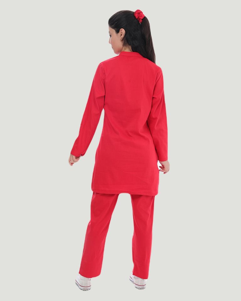 U-FLEX LİKRALI TESETTÜR CERRAHİ FORMA TAKIM M - Kırmızı