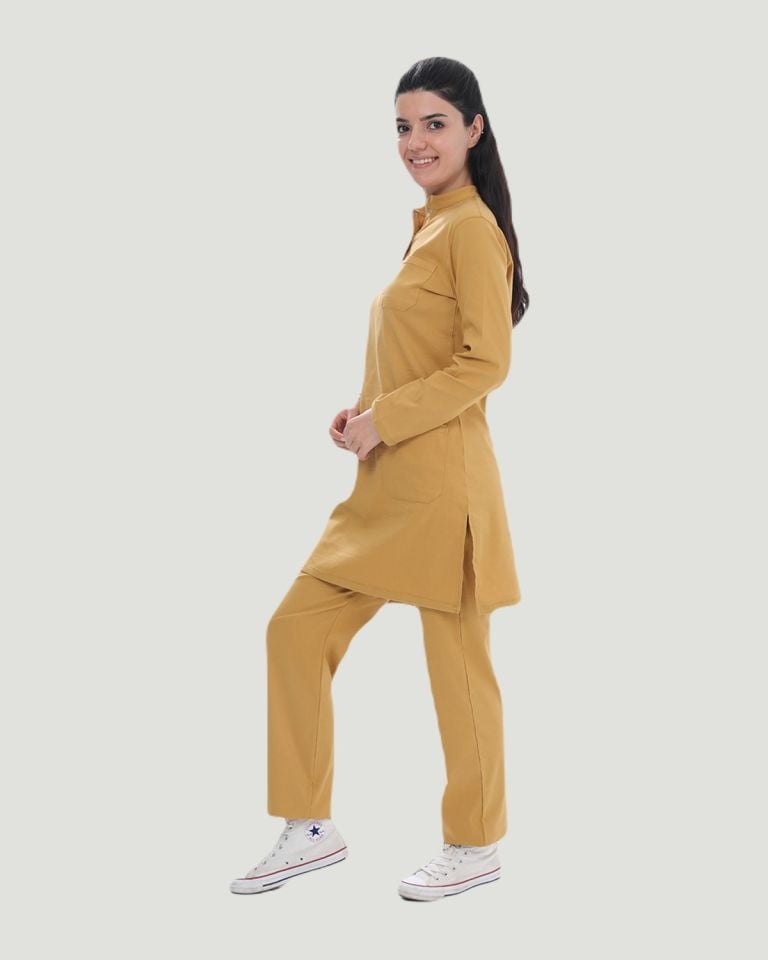 U-FLEX LİKRALI TESETTÜR CERRAHİ FORMA TAKIM M - Hardal