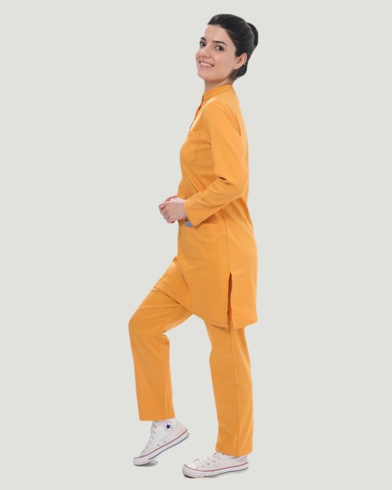 U-FLEX LİKRALI TESETTÜR CERRAHİ FORMA TAKIM M - Koyu Hardal