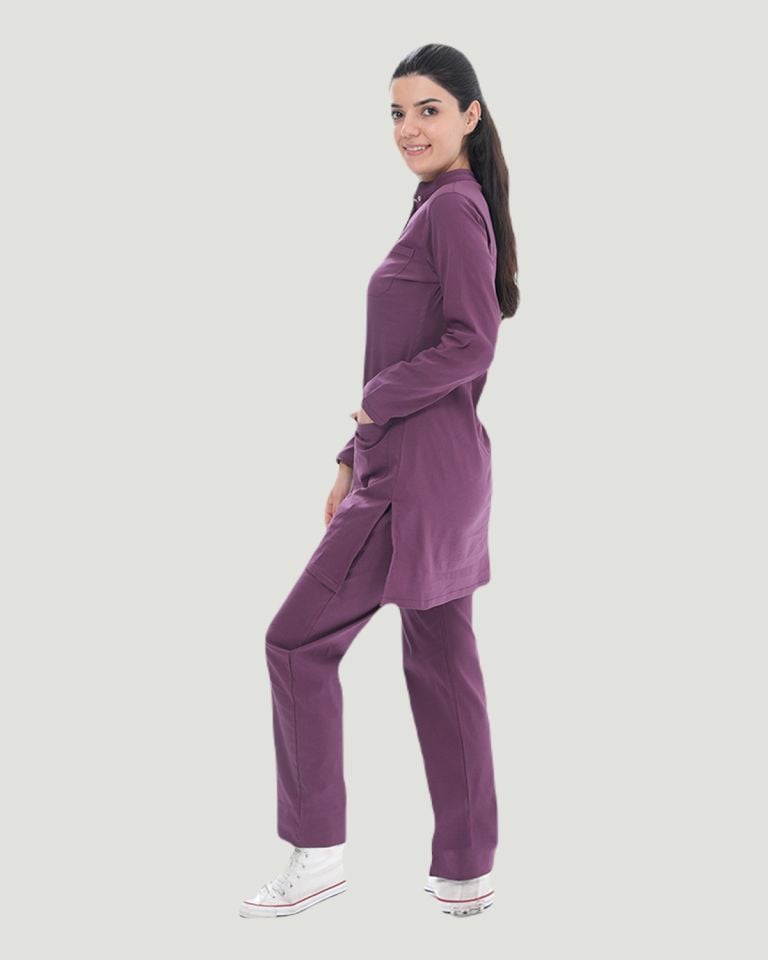 U-FLEX LİKRALI TESETTÜR CERRAHİ FORMA TAKIM M - Mürdüm